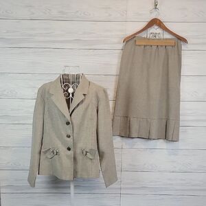 Westside Clothing Co Suit Blazer and Skirt Set Vintage - Tan Womens Size 12